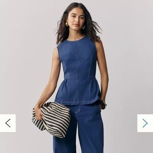 Maeve Navy Crew-Neck Peplum Tank Top (Anthropologie)